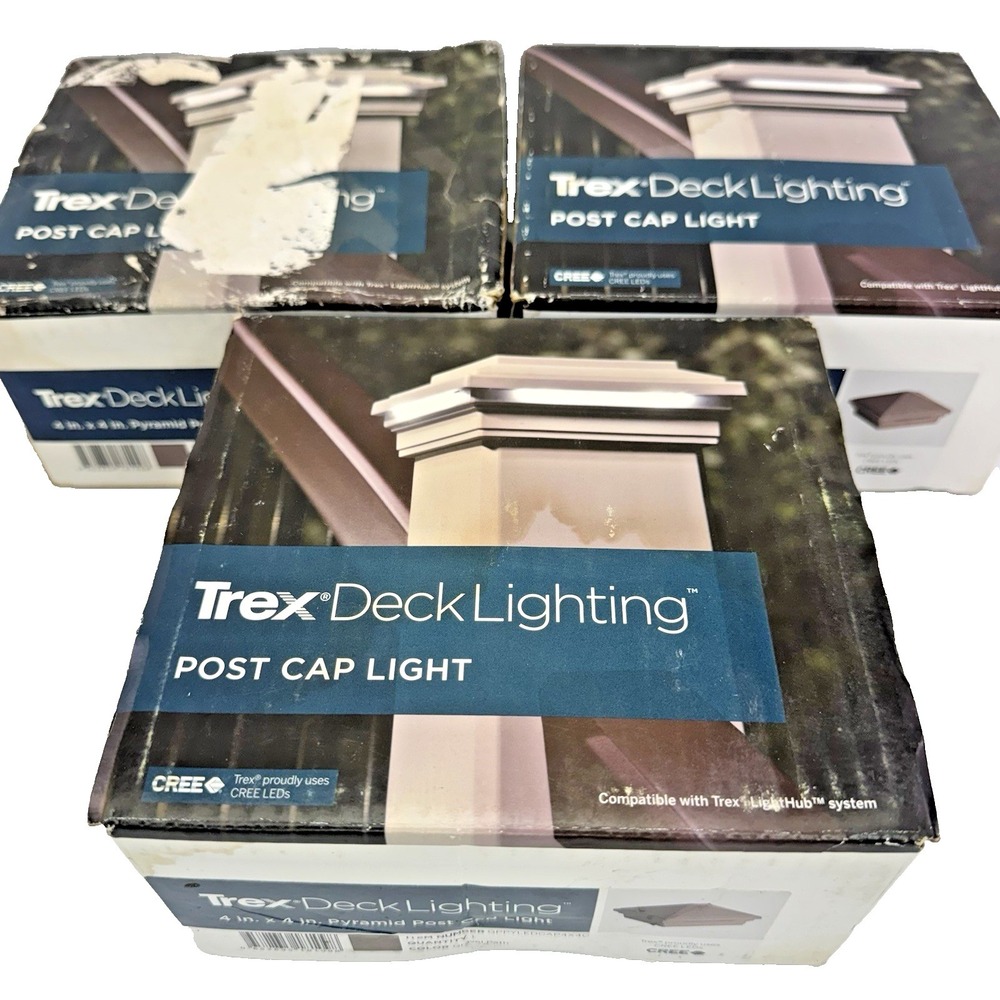 3 x NEW Trex Deck Lighting 4x4 Post Cap Light LED Open Box - Box Damage